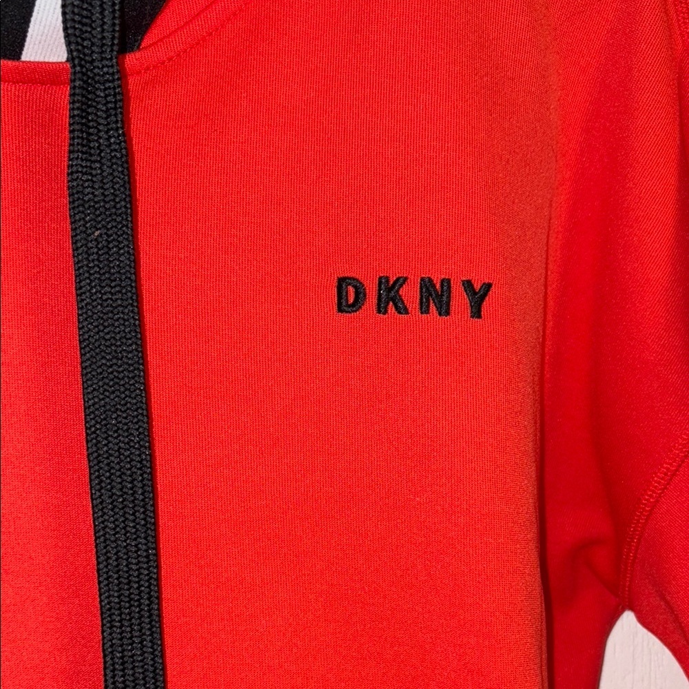 DKNY Orange Hoodie with Black and White Accents - Picture 3 of 10